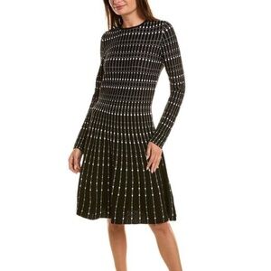 Julia Jordan Black and White Pattern Fit and Flare Tweed Knit dress, Size L